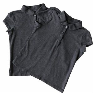 Girl's Dark Gray Uniform Polo Shirts 2 Pack